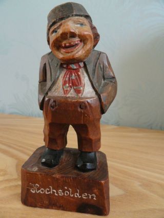 Vintage German Folk Art Hand Carved Wooden Man Collectable Figurine (hochsolden)