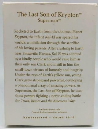 2010 The Last Son Of Krypton Hallmark Ornament Superman 4