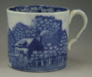 Antique Pottery Pearlware Blue Transfer Minton Table Mountain Coffee Can 1825