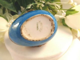 Limoges France Turquoise Egg Shape Trinket Ring Pill Box 3