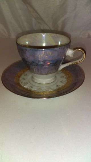 Vintage Japanese Luster Ware Tea Cup And Saucer Set
