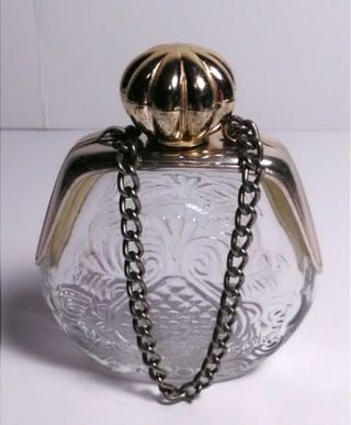 Vintage Avon Glass Purse With Chain Perfume Bottle
