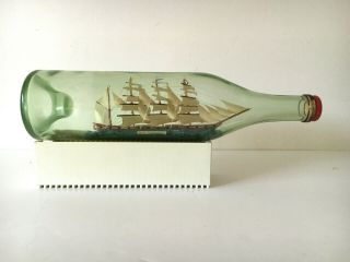 Vintage Loch Torridon Sails Mast Ship In A Bottle 12” Folk Art Nautical Decor