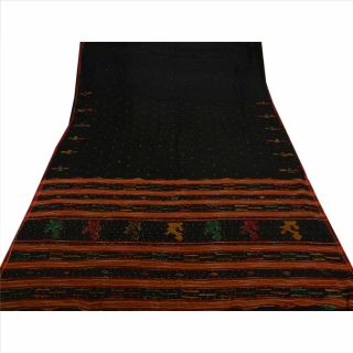 Tcw Vintage Saree 100 Pure Silk Hand Beaded Craft Fabric Sari 3