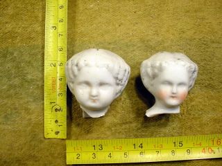 2 x excavated vintage victorian faded painted doll Head Hertwig age 1860 12954 4