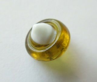Stellar Antique Vtg Canary Yellow Glass Charmstring Button W/ White Tip (i)