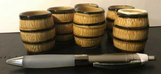 Miniature Wood Beer Barrels Set Of 6 2” Set Made In Japan Very Detailed