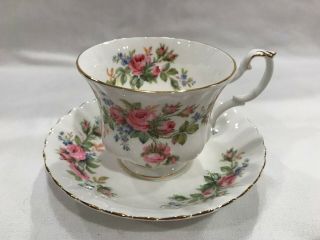 Royal Albert Moss Rose Fine English Bone China Tea Cup And Saucer Set
