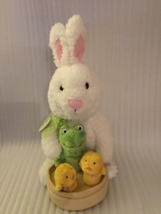 Hallmark Animated Plush Easter Bunny W/frog & Chicks Singing ‘the Hop’ Song