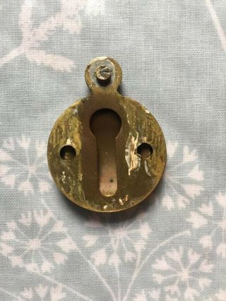 Old brass escutcheon vintage key hole cover 4