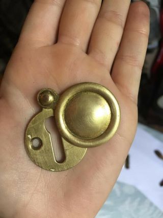 Old brass escutcheon vintage key hole cover 5
