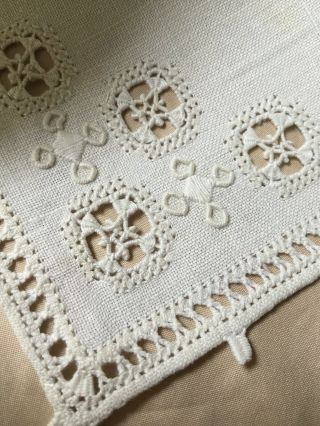 Set Of 6 Antique Vintage 100 Linen Napkins Hand Made Lace White Embroidery 5