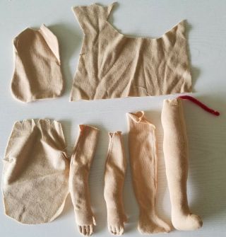 Vintage Doll Parts Cloth Stocking Material 2 Legs/feet 2 Arms/hands Misc Other