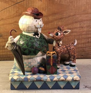 2007 Jim Shore Rudolph The Red Nose Reindeer & Sam The Snowman Figurine
