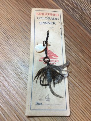 Vintage King Fisher Colorado Spinner Lure On Card Old Fly Rod Bait