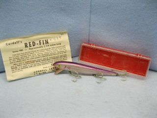 Vintage Fishing Lure Cordell Red - Fin No.  917 With Box
