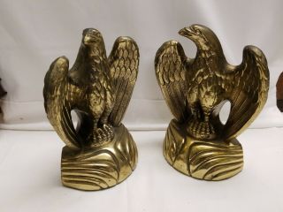 Set Of Vintage Hollow Brass Eagle Bookends 7 1/2 " Tall By 5 1/4 " Wide.
