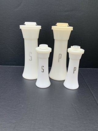 Vintage Tupperware 4” And 6” Hourglass Salt And Pepper Shakers