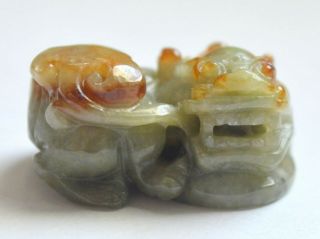 Certified Antique Chinese Art Old Handmade Green Jade Dragon Figurine Jadeite