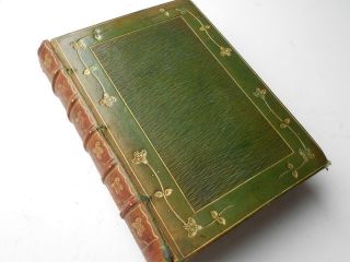 Antique Art Nouveau Leather Book Poetry Poetical James Lowell C1910
