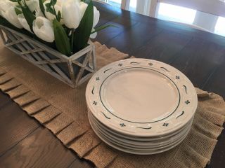 Set Of 6 Longaberger 10” Dinner Plates Woven Traditions Heritage Green