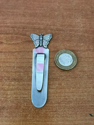 Solid Silver Butterfly Bookmark,  Hallmarked - - Birmingham 1991 - Approx - 8 Cms.