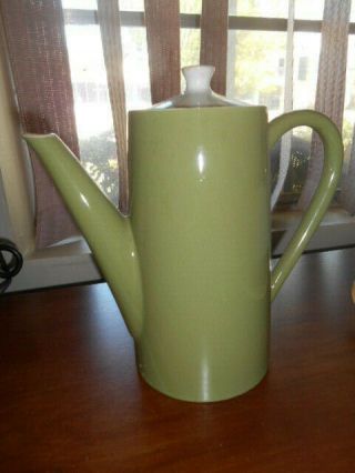 Vintage Olive Geen Coffee/tea Pot 8.  5 " X 4 1/4  Ceramic Retro