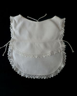Antique Victorian Linen Baby Bib Hand Made Lace Trim Vintage Doll Bear Clothes