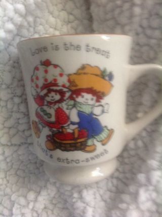 Vintage Strawberry Shortcake Mug/cup " Love Is A Treat " - White Glass