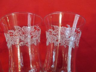 4 CLEAR ETCHED Embossed Rose GLASS HOMCO HOME INTERIORS CANDLE VOTIVE CUPS 2