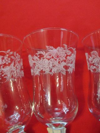 4 CLEAR ETCHED Embossed Rose GLASS HOMCO HOME INTERIORS CANDLE VOTIVE CUPS 3