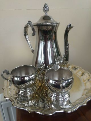 Silver Plated Coffee Set With Tray