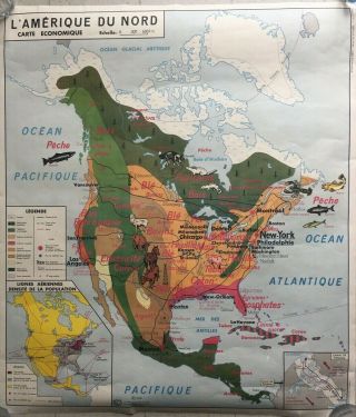 Vintage French School Map North America