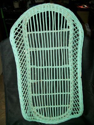 Antique Green Wicker Basket For Vtg Baby Scales 27 " Long