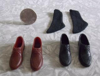 Vintage Barbie Ken Doll Black Loafer Shoes Brown Loafer Shoes Black Socks Japan