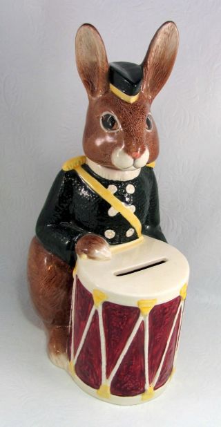Royal Doulton Bunnykins Bunny Bank Rabbit With Red Drum D6615 1967 9 X 4 X 6 "