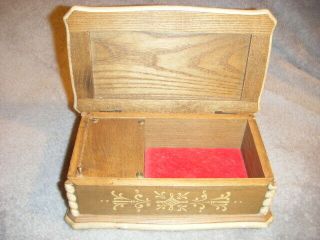 1960 ANRI ITALY REUGE SWITZERLAND HAND CARVED WOOD JEWELRY MUSIC BOX FLORAL 2