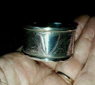 Napkin Ring Art Nouveau Antique Solid Silver Quality Engraving Hallmarked 1904