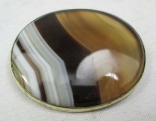 Large Antique Victorian Scottish Banded Agate Brooch Pin