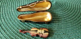 Limoges Peint Main Trinket Box Violin Case W Violin Marque Deposee