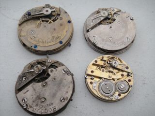 8,  Two 6 Size,  O Size Swiss Pocket Watch Movements All Nr - Restore