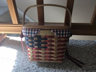 Longaberger 1999 Village 20th Century Basket With Protector,  Liner And Tie On
