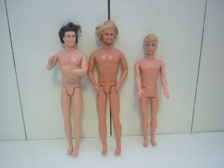 Mattel Ken Dolls 3 Ea.  Two 1997 With Rooted Hair,  One,  1989 Head Hips Twist.