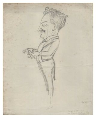 Antique Pencil Illustration Caricature Of Robert Leonard By Thomas Downey