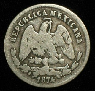 1874,  25 Centavos From Zacatecas,  Mexico.