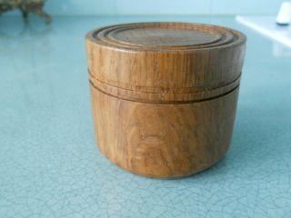 Vintage Small Round Wooden Box With Lid