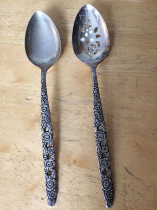 Oneida Community Silver Valentine Serving Spoons