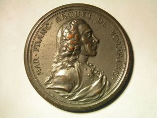 Mar Franc Arouet De Voltaire,  Silver Plated Brass Antique Medal.