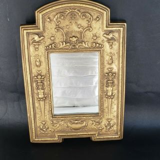 Mcm Golden Plaster Cast Frame Mirror By Gargoyles Studio Ornate Baroque Style