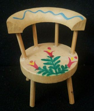 Vintage Fomerz Dollhouse Furniture Hand Painted Wood 2.  5 " Tall Chair Mcm